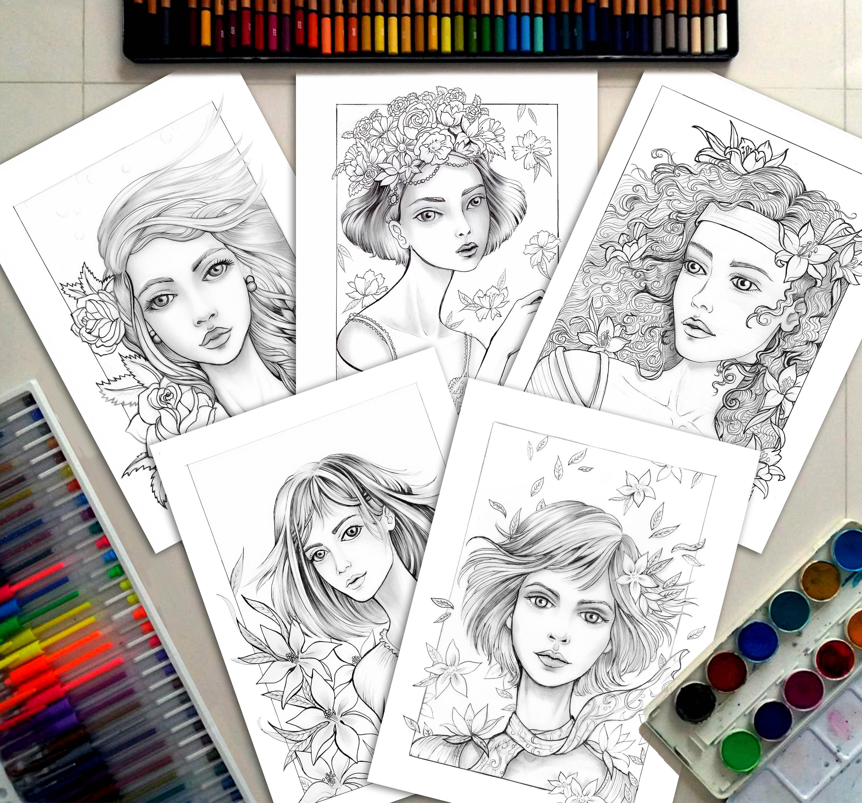 Kindness. the Women of Flowers Collection. Paper Colouring Book. Artist  Edition With My Signature. Spiral Bound. 