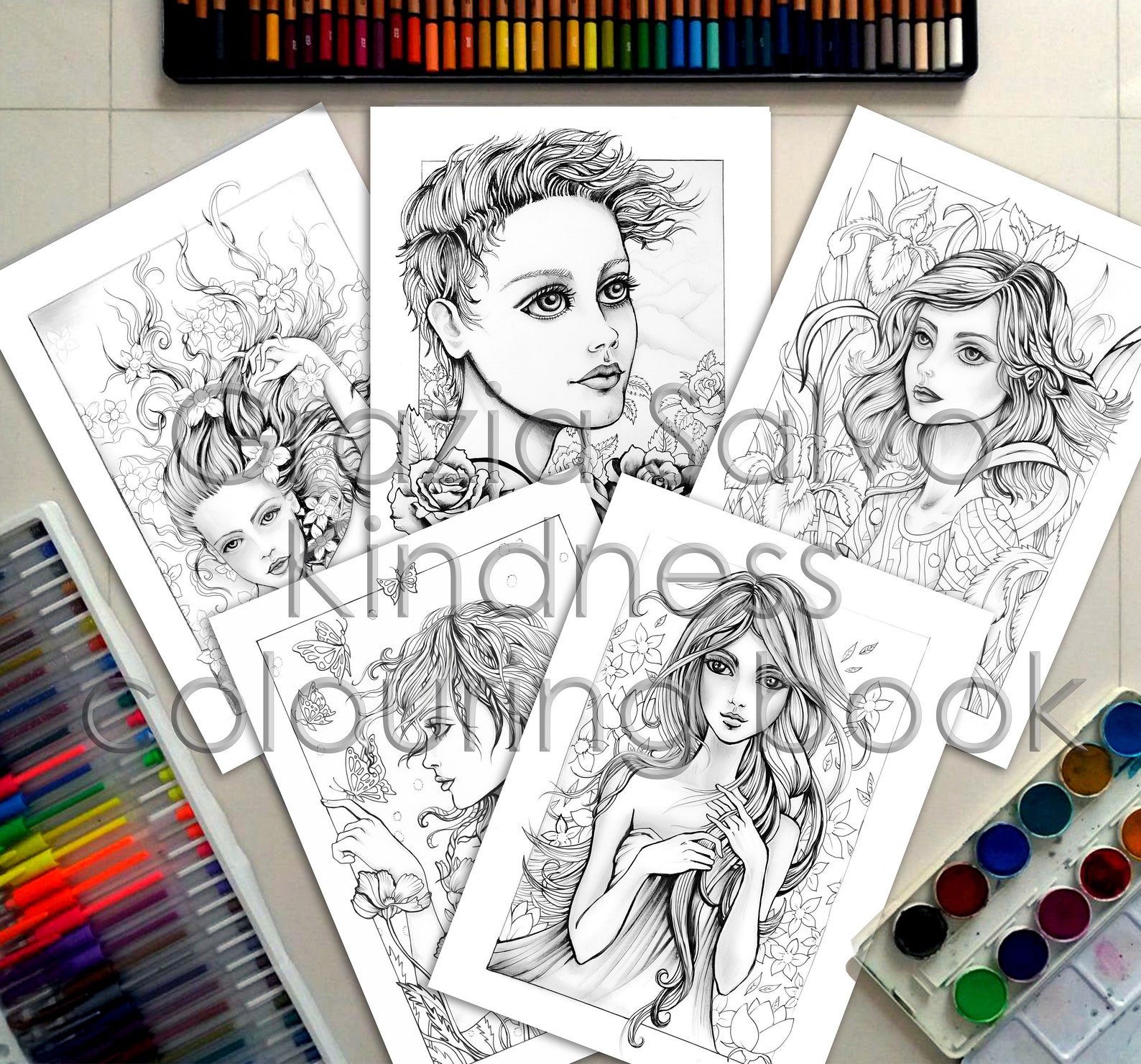 Kindness. the Women of Flowers Collection. Printable Grayscale - Etsy
