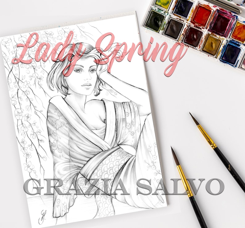 coloring book grazia salvo, lady spring coloring book, coloring pages