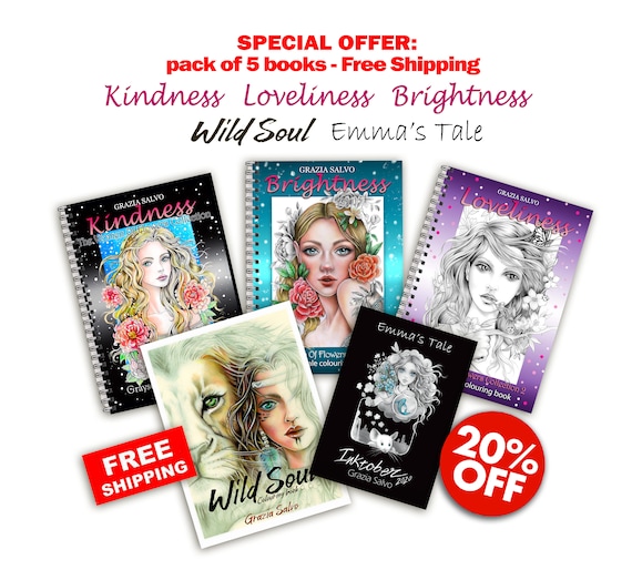 Brightness. the Women of Flowers Collection 3. Spiral Bound Grayscale Coloring  Book for Adults. Grazia Salvo Art. Beautiful Women Portraits. 