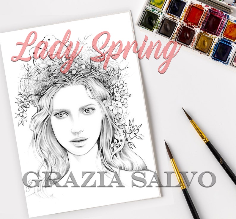 coloring book grazia salvo, lady spring coloring book, coloring pages