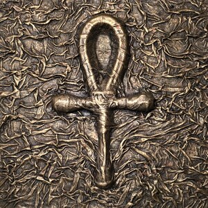 ANKH, original mixed media on canvas sculpture, one of a kind
