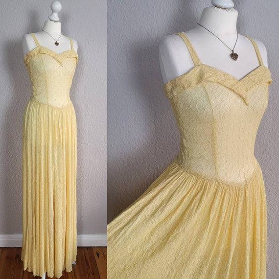 Incredible 1940s yellow lace gown - original vinta