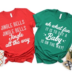 Couples Christmas pregnancy announcement shirt, holiday pregnancy shirt, funny christmas pregnancy, mommy daddy xmas pregnancy announcement