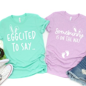 somebunny is on the way shirt, Eggspecting Shirt, Egg Specting easter pregnancy announcement, Somebunny is Pregnant™, easter pregnancy shirt