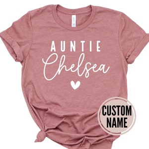 custom aunt name shirt, custom auntie shirt, pregnancy announcement aunt, aunt pregnancy announcement, gift for aunt, new aunt shirt