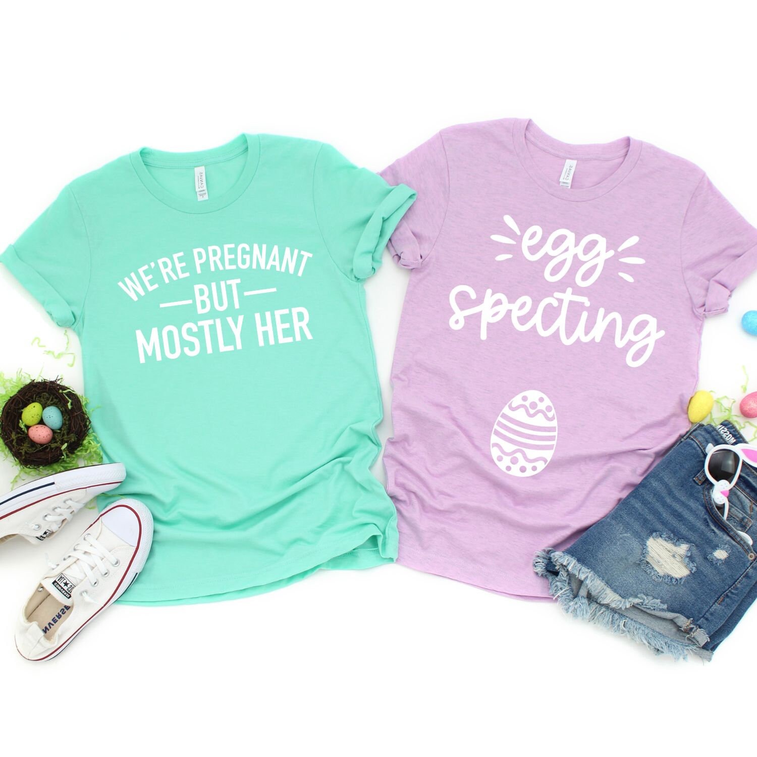 We're Eggspecting - Pregnancy Announcement Shirt We're Eggspecting - Pregnancy Announcement Shirt