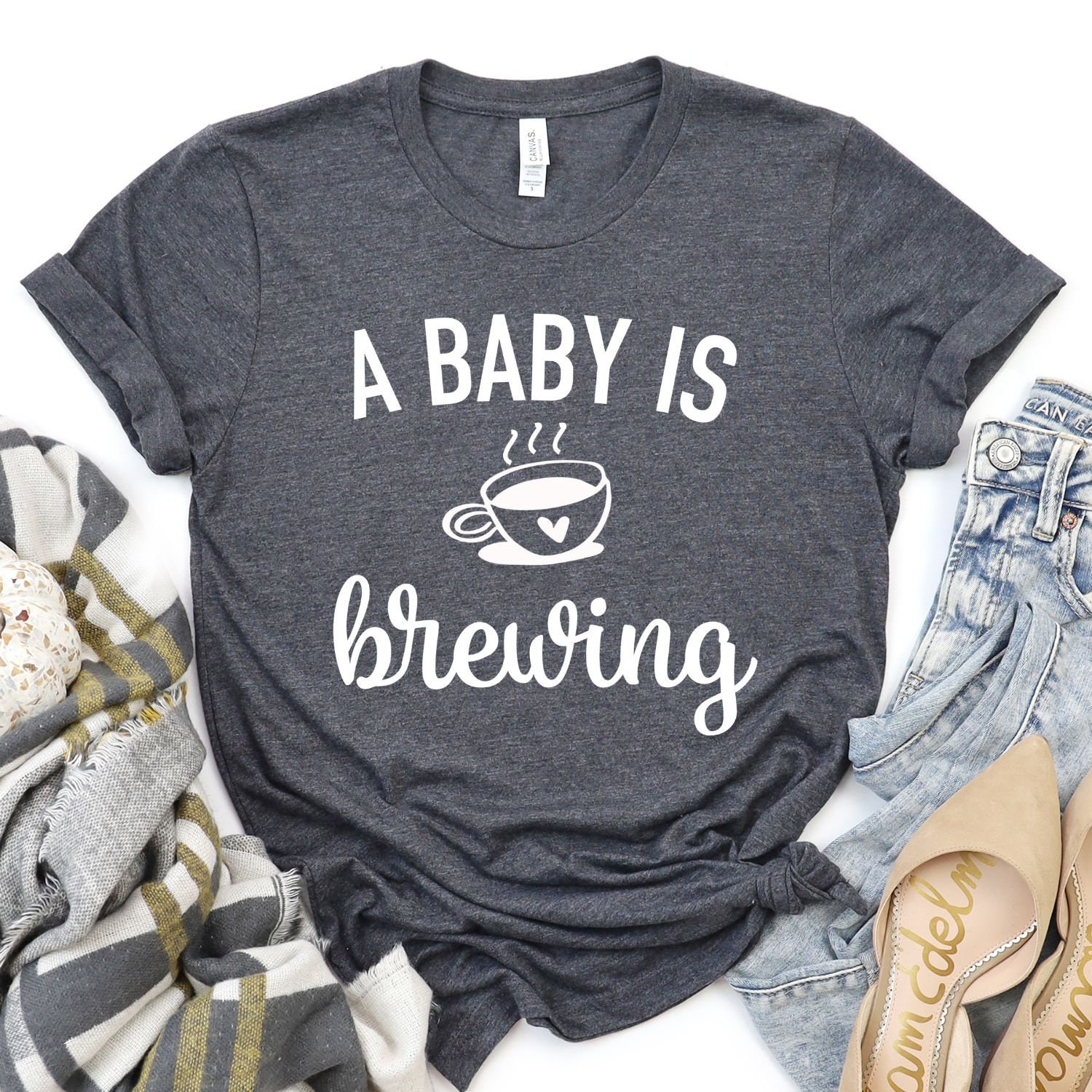 Baby Is Brewing Funny Pregnancy Announcement Shirts Personalized Coffee  Lover Expecting Mothers Maternity Shirt for Women Gender Reveal Shower Gifts