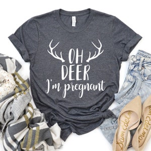 oh deer I&#39;m pregnant shirt, funny pregnancy announcement shirt, pregnancy announcement tshirt, baby announcement shirt, christmas pregnancy