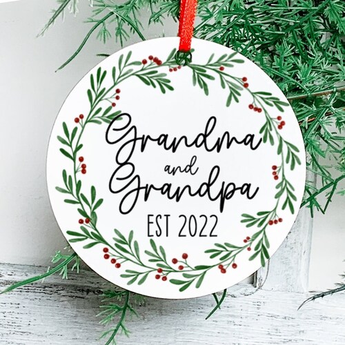 Pregnancy Announcement Christmas Ornaments Grandma & Grandpa - Etsy