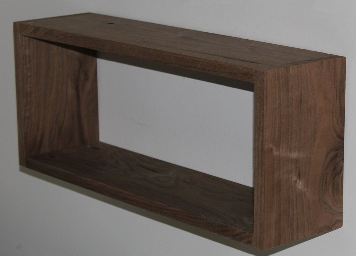Solid Black Walnut Real Wood Floating Rectangular Box Shelf Etsy