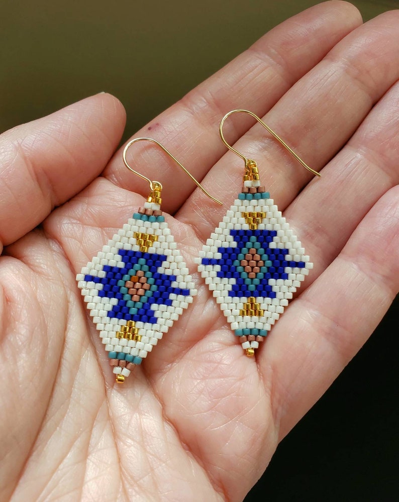 Hand woven seed bead earrings beaded earrings boho jewelry