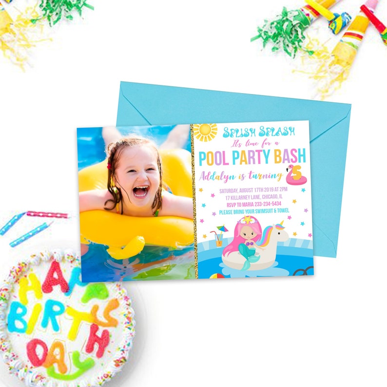 Summer Pool Party Invitations Kids Party Printables Pool Etsy