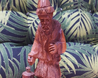vintage antique black forest german nightwatchmen and dog kitsch folklore piece - unusual scary piece