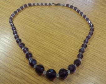 Vintage Purple Kitsch Boho Chic Necklace - Austria Swarovski Style - Great Gatsby