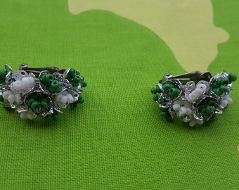Vintage Glass Clip On Earrings - Kitsch Chic Boho Piece - Unusual Summer Wardrobe