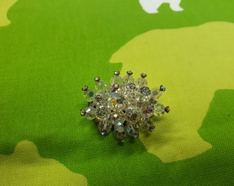 Vintage Crystal Style Brooch - Kitsch Chic Boho Piece - Winter - Summer Wardrobe Aurora Borealis