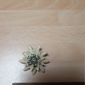vintage old plastic edelweiss brooch - kitsch alpine piece - lucky charm - austria alps germany