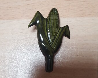 Vintage Quirky Corn Maize Brooch - Food Jewellery - Kitsch Chic Boho Badge