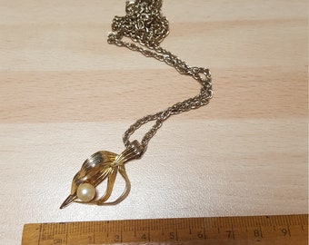 vintage art deco style wreath necklace faux pearl nautical maritime piece - unusual design 60s