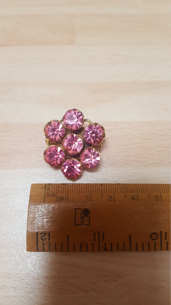 vintage pink glass goldtone 1920s star brooch - re