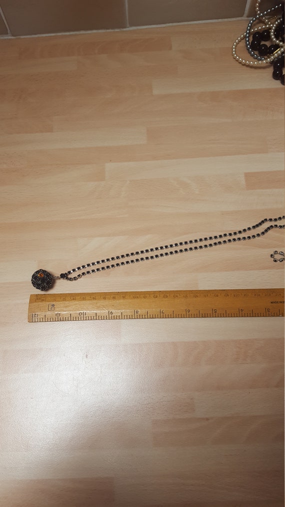 vintage kitsch glass pendant ball necklace black … - image 3