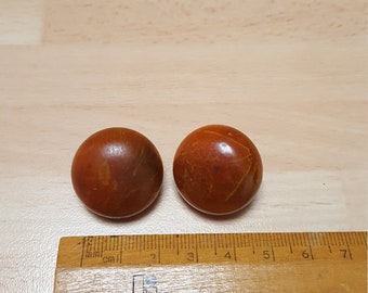 vintage orange brown minimalist plastic burst earrings - kitsch clip on boho piece - autumnal 60s