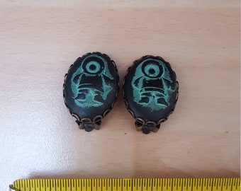 antique greenland 1950s souvenir inuit earrings gothic interesting souvenir boho piece clip on scandinavian