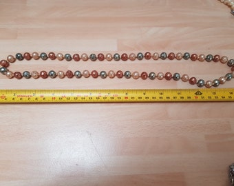 vintage stone glass beaded pimple style necklace cold 1950s boho piece autumn colours wardrobe kitsch