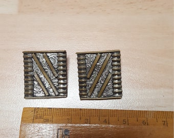 antique austrian 1900s clip on earrings - minimalist design boho piece - interesting jugendstil item brutalist