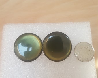 vintage minimalist balkan green glass earrings - round forest kitsch spring boho wardrobe