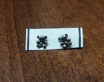 Vintage Silvertone Teddy Bear Earrings - Kitsch Chic Boho Christmas Secret Santa