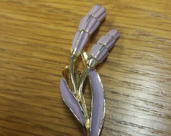 Vintage Pink Floral Enamel Brooch - Kitsch Chic Boho - Wedding Prom - Art Deco