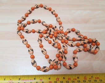 antique victorian orange shell like chocolate effect necklace beaded piece retro boho jewellery 1900s fashion wardrobe