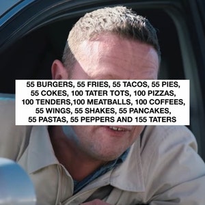 55 Burgers, 55 Fries, 55 Tacos… - I Think You Sollte inspiriert Autoaufkleber
