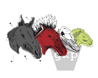 The Four Horses of the Four Horsemen of the Apocalypse, 8 x 10 Print