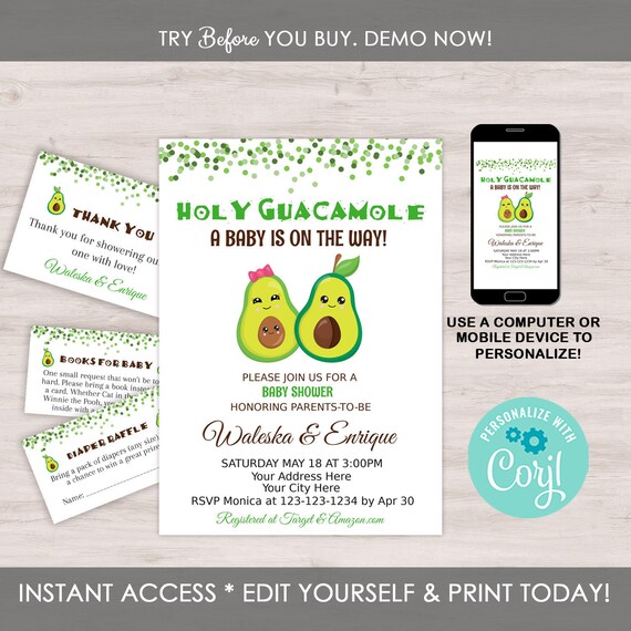 holy guacamole baby shower invitations