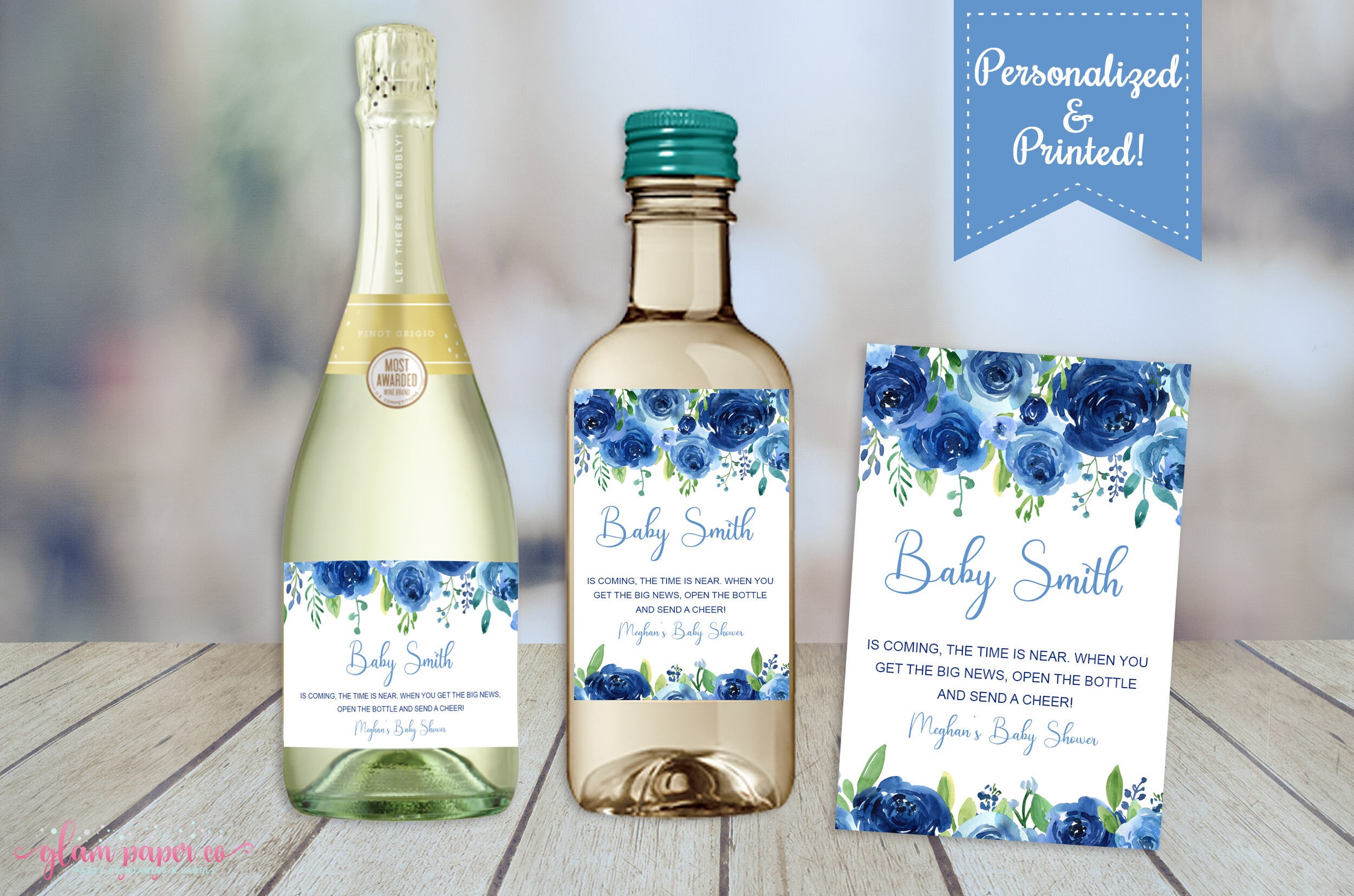 Baby Shower Mini Wine Bottle Labels Baby Shower Favors Etsy