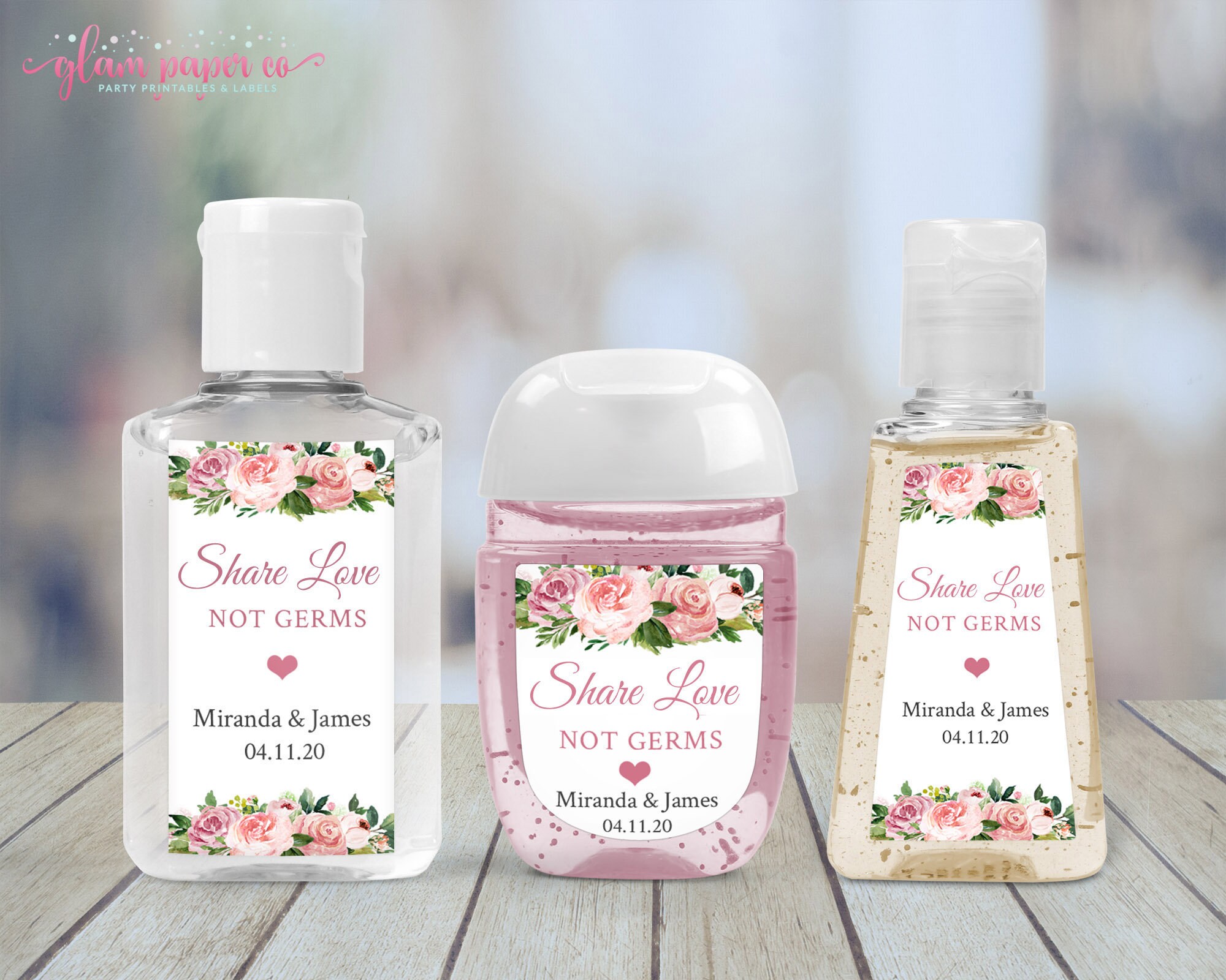 Wedding Hand Sanitizer Label, Purell 1oz & 2oz Label, Personalized We…