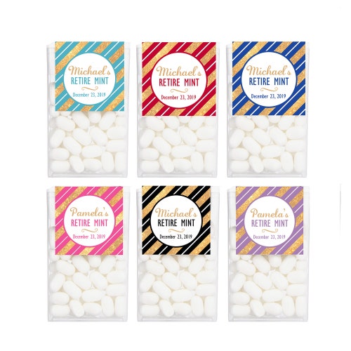 Retirement Tic Tac Labels, Retirement Party Favors, Retiremint, Happy Retirement, Mint Favors, Retire Mint, Personalized stickers- Set of 24