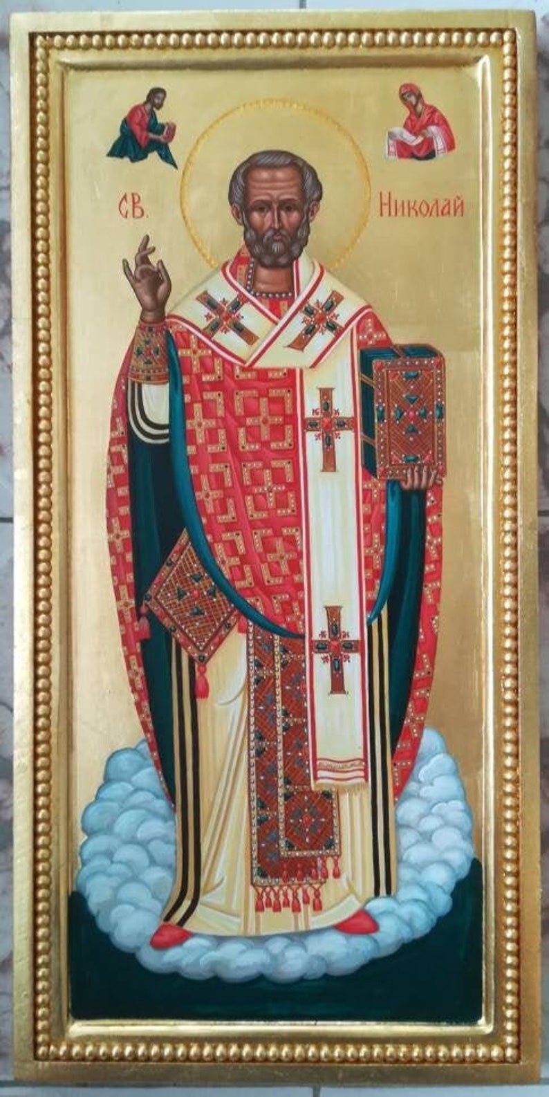 St Nicholas Orthodox Hand Painted Icon Russian Icon Greek Byzantine