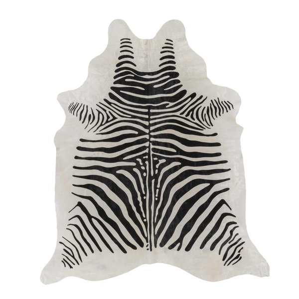 Black Zebra printed on  off white/ Ivory Cowhide / Cowskin / Hair on leather