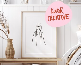 Lámina artística de pared ilustrada con Prosecco