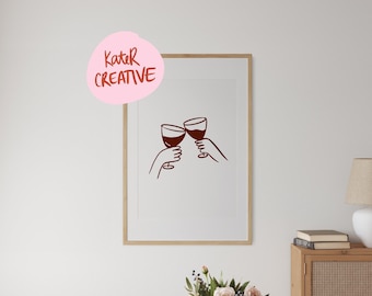Impresión de arte mural ilustrado sobre vino