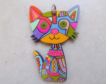 Great printed on both 6cmx5cm acrylic cat pendant