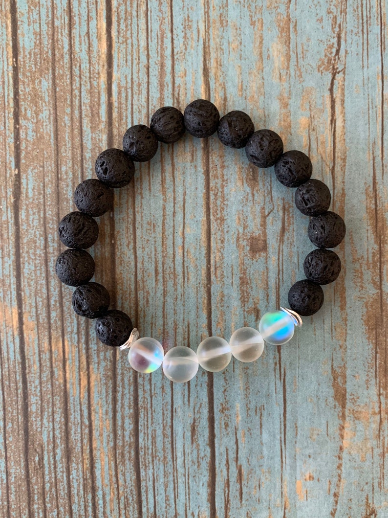 Mystic Aura & Lava Bracelet, Aromatherapy Bracelet, Essential Oil Bracelets, Lava Stone Bracelets, Diffuser Bracelets image 2