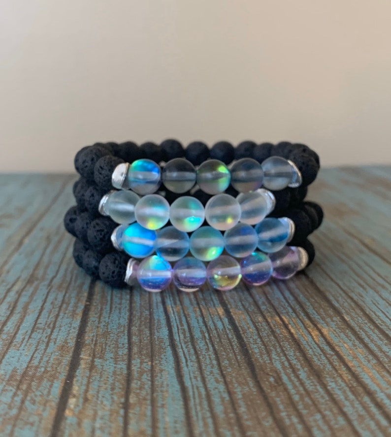 Mystic Aura & Lava Bracelet, Aromatherapy Bracelet, Essential Oil Bracelets, Lava Stone Bracelets, Diffuser Bracelets image 5