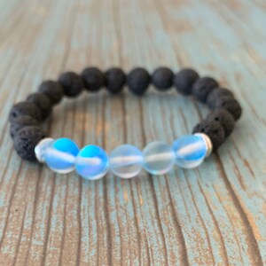 Mystic Aura & Lava Bracelet, Aromatherapy Bracelet, Essential Oil Bracelets, Lava Stone Bracelets, Diffuser Bracelets Blau