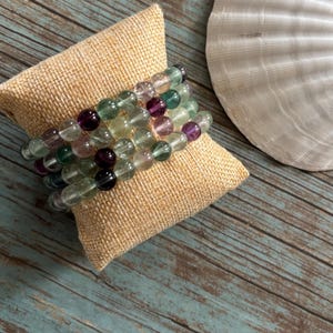 Fluorite Multi Coloured Bracelet, Student Learning Jewelry,  Confidence, Focus , Healing, Meditation, Pastel AA Gemstone