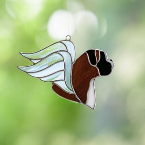 Boxer Angel Stained Glass Suncatcher Boxer dog Memorial gift German Boxer with wings